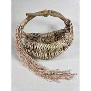 Handcrafted Woven Basket with Fringe